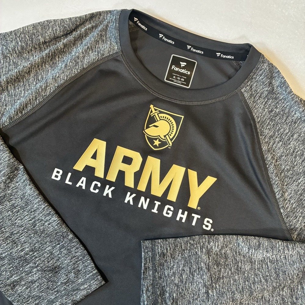Fanatics Army Black Knights Shirt Mens XL Grey Long‎ Sleeve Performance Raglan